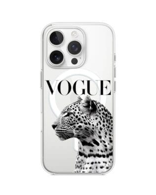 Etui do iPhone 14 Pro z MagSafe przeźroczyste, silikonowe Flexi, Positive Vibes, Tygrys Vogue