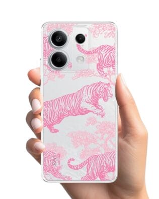 Etui do Xiaomi Redmi Note 13 Pro 5G przeźroczyste, silikonowe Flexi, Mystic, Różowe tygrysy
