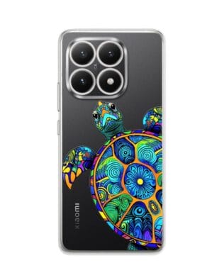 Etui do Xiaomi 15T przeźroczyste, silikonowe Flexi, Dzika Mandala, Żółw