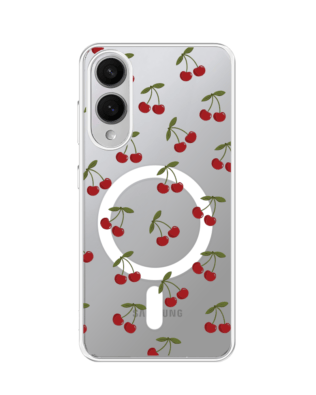 Etui do Samsung Galaxy S25 Edge z MagSafe przeźroczyste, silikonowe Flexi, Mini Patterns, Wiśnie