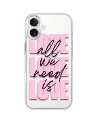 Etui do iPhone 17 przeźroczyste, silikonowe Flexi, Positive Vibes, All We Need Is Love
