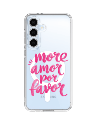 Etui do Samsung Galaxy S24 FE z MagSafe przeźroczyste, silikonowe Flexi, Positive Vibes, More amore per favore