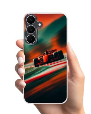 Etui do Samsung Galaxy S25 FE z MagSafe przeźroczyste, silikonowe Flexi, Szybkie Auta, Wyścig F1