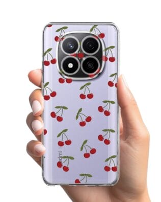 Etui do Xiaomi Redmi Note 14 Pro 4G przeźroczyste, silikonowe Flexi, Mini Patterns, Wiśnie