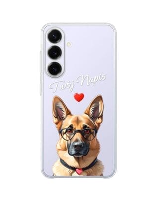 Etui do Samsung Galaxy S25 FE przeźroczyste, silikonowe Flexi, Puppy Love, pies rasy Owczarek Niemiecki