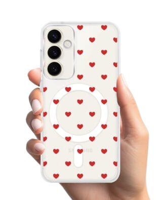 Etui do Samsung Galaxy S23 Plus z MagSafe przeźroczyste, silikonowe Flexi, Mini Patterns, Serduszka