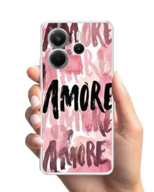 Etui do Xiaomi Redmi Note 14 5G przeźroczyste, silikonowe Flexi, Positive Vibes, Amore Amore