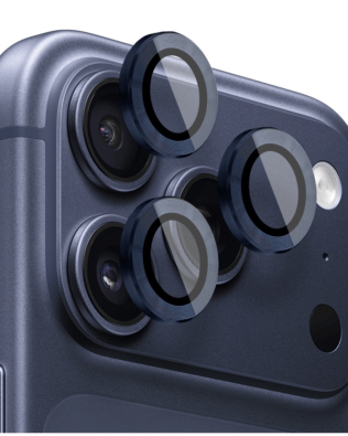 Metalowa osłona obiektywu aparatu ze szkła hartowanego 9H do iPhone 17 Pro Max, 1 zestaw, granatowa