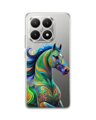 Etui do Xiaomi 15T przeźroczyste, silikonowe Flexi, Dzika Mandala, Koń