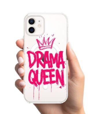 Etui do iPhone 12 Mini z MagSafe przeźroczyste, silikonowe Flexi, Positive Vibes, Drama Queen