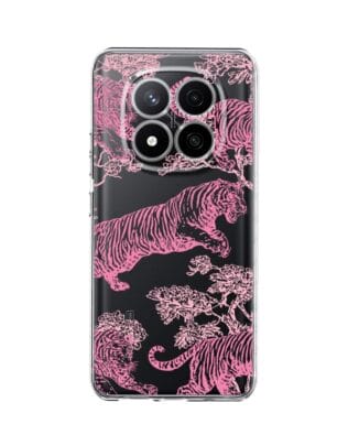 Etui do Xiaomi Redmi Note 14 Pro 4G przeźroczyste, silikonowe Flexi, Mystic, Różowe tygrysy