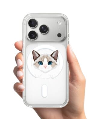 Etui do iPhone 17 Pro z MagSafe przeźroczyste, silikonowe Flexi, kot birmański