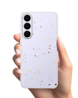 Etui do Samsung Galaxy S25 FE przeźroczyste, silikonowe Flexi, Zimowa magia, Złote gwiazdki