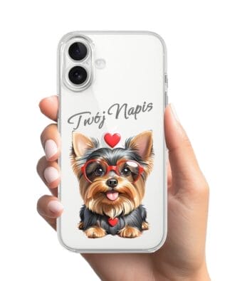 Etui do iPhone 17 przeźroczyste, silikonowe Flexi, Puppy Love, pies rasy York