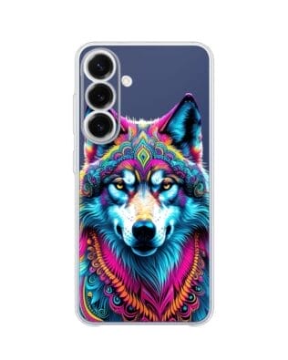 Etui do Samsung Galaxy S25 FE przeźroczyste, silikonowe Flexi, Dzika Mandala, Wilk