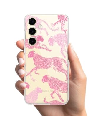 Etui do Samsung Galaxy S24 Plus przeźroczyste, silikonowe Flexi, Mystic, Różowe pumy