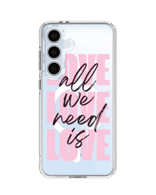 Etui do Samsung Galaxy S24 FE z MagSafe przeźroczyste, silikonowe Flexi, Positive Vibes, All We Need Is Love