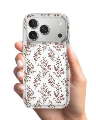 Etui do iPhone 17 Pro z MagSafe przeźroczyste, silikonowe Flexi, Mini Patterns, Różyczki