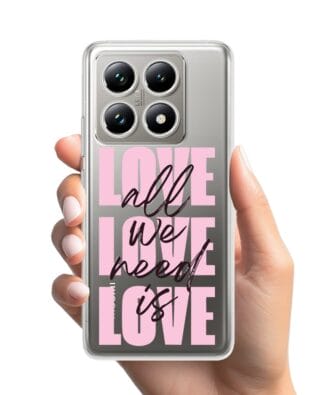 Etui do Xiaomi 14T przeźroczyste, silikonowe Flexi, Positive Vibes, All We Need Is Love