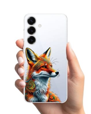 Etui do Samsung Galaxy S25 przeźroczyste, silikonowe Flexi, Dzika Mandala, Twarz lisa