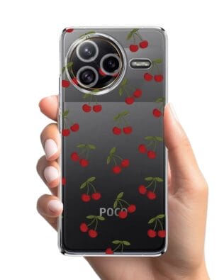 Etui do Xiaomi POCO F7 Ultra przeźroczyste, silikonowe Flexi, Mini Patterns, Wiśnie