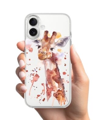 Etui do iPhone 17 przeźroczyste, silikonowe Flexi, Akwarelowe Zoo, Żyrafa