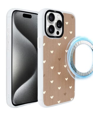Etui do iPhone 15 Pro Max IBIZU DropGuard Matt z MagSafe, Boho, Pudrowe serca