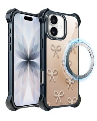 Etui do iPhone 17 IBIZU DropGuard Ultra z MagSafe, Zimowa magia, Perłowe kokardki