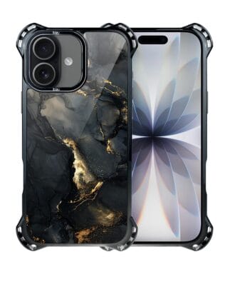 Etui do iPhone 17 IBIZU DropGuard Ultra z MagSafe, Ethereal Essence, Czarny diament ze złotem