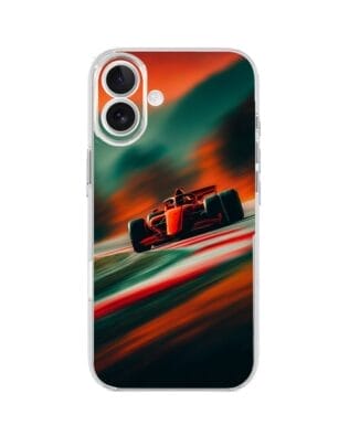 Etui do iPhone 17 przeźroczyste, silikonowe Flexi, Szybkie Auta, Wyścig F1