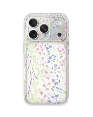 Etui do iPhone 17 Pro przeźroczyste, silikonowe Flexi, kwiaty polne