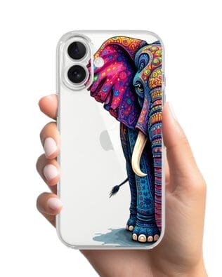 Etui do iPhone 17 przeźroczyste, silikonowe Flexi, Dzika Mandala, Słoń