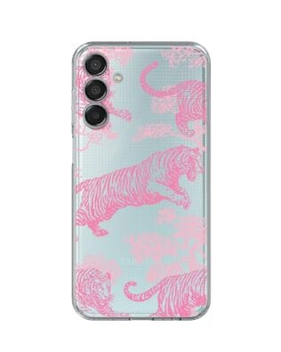 Etui do Samsung Galaxy M15 5G przeźroczyste, silikonowe Flexi, Mystic, Różowe tygrysy