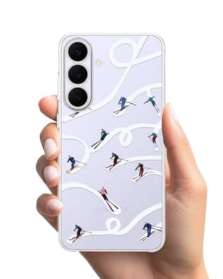 Etui do Samsung Galaxy S25 FE przeźroczyste, silikonowe Flexi, Zimowa magia, Narciarskie wiraże