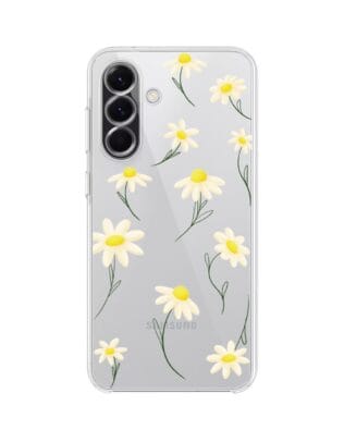 Etui do Samsung Galaxy A56 5G przeźroczyste, silikonowe Flexi, stokrotki