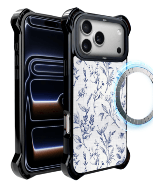 Etui do iPhone 17 Pro IBIZU DropGuard Ultra z MagSafe, Pastel Bloom, Lazurowe szepty