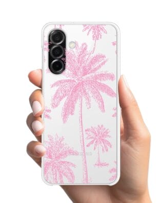 Etui do Samsung Galaxy A26 5G przeźroczyste, silikonowe Flexi, Mystic, Różowe palmy