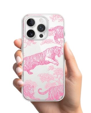 Etui do iPhone 13 Pro przeźroczyste, silikonowe Flexi, Mystic, Różowe tygrysy