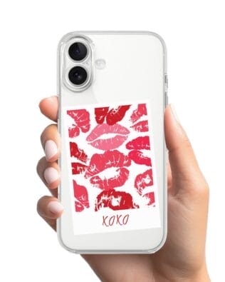 Etui do iPhone 17 przeźroczyste, silikonowe Flexi, pocałunki, Polaroid