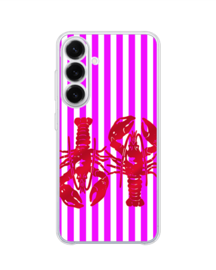 Etui do Samsung Galaxy S25 FE przeźroczyste, silikonowe Flexi, Summer Patterns, kraby z różowymi paskami