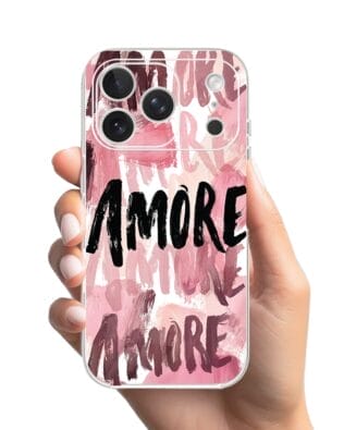 Etui do iPhone 17 Pro Max przeźroczyste, silikonowe Flexi, Positive Vibes, Amore Amore