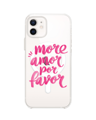 Etui do iPhone 12 Mini z MagSafe przeźroczyste, silikonowe Flexi, Positive Vibes, More amore per favore