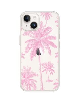 Etui do iPhone 13 Mini przeźroczyste, silikonowe Flexi, Mystic, Różowe palmy