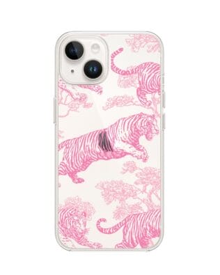 Etui do iPhone 13 przeźroczyste, silikonowe Flexi, Mystic, Różowe tygrysy
