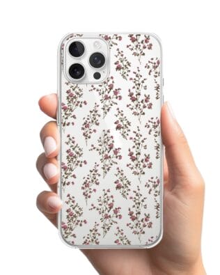 Etui do iPhone 12 Pro przeźroczyste, silikonowe Flexi, Mini Patterns, Różyczki