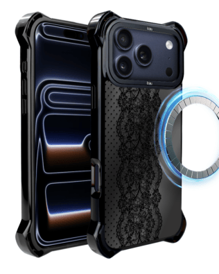 Etui do iPhone 17 Pro IBIZU DropGuard Ultra z MagSafe, Midnight, Ornamentowa koronka