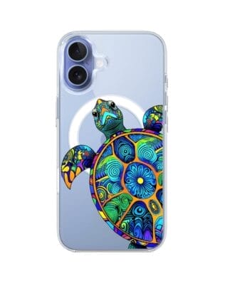 Etui do iPhone 17 z MagSafe przeźroczyste, silikonowe Flexi, Dzika Mandala, Żółw