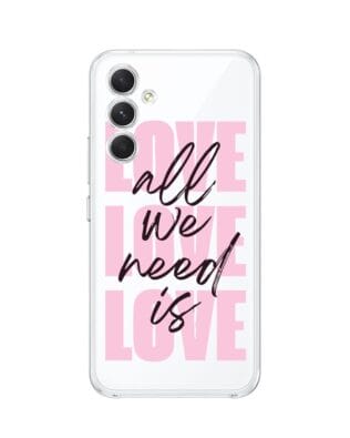 Etui do Samsung Galaxy A54 5G przeźroczyste, silikonowe Flexi, Positive Vibes, All We Need Is Love