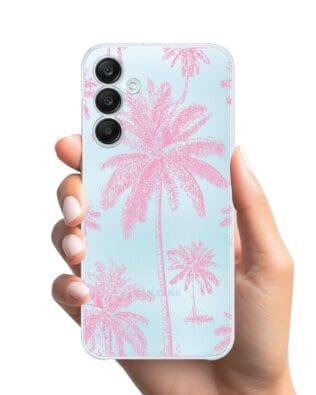 Etui do Samsung Galaxy M35 5G przeźroczyste, silikonowe Flexi, Mystic, Różowe palmy