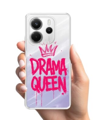 Etui do Xiaomi Redmi Note 14 4G przeźroczyste, silikonowe Flexi, Positive Vibes, Drama Queen